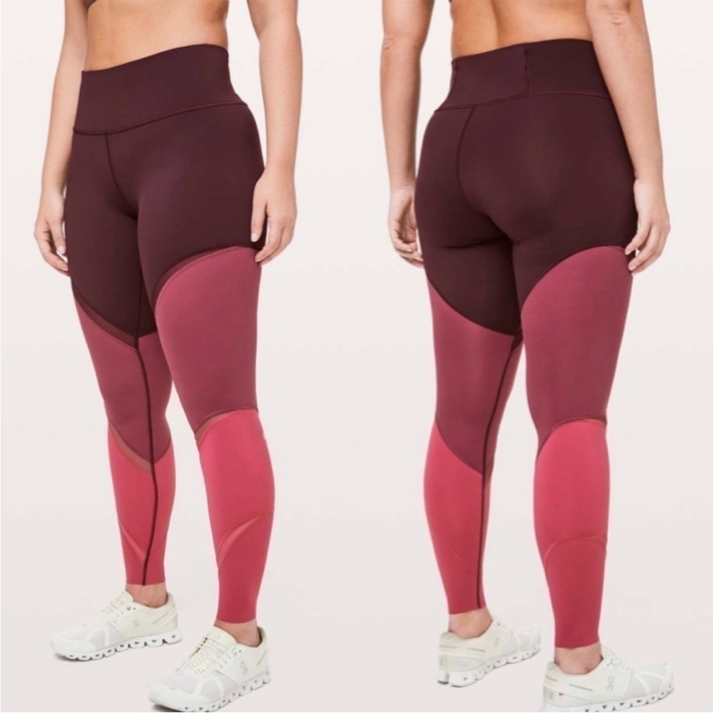 Lululemon Colour Me Ombre Tight 28" Leggings Dark Adobe Blush Berry Violet Red 6